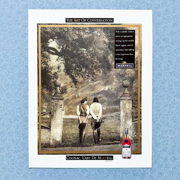 Vintage Martell Cognac Ad | Luxe Equestrian Bar Print | French Lounge Art - Picture 2 of 7